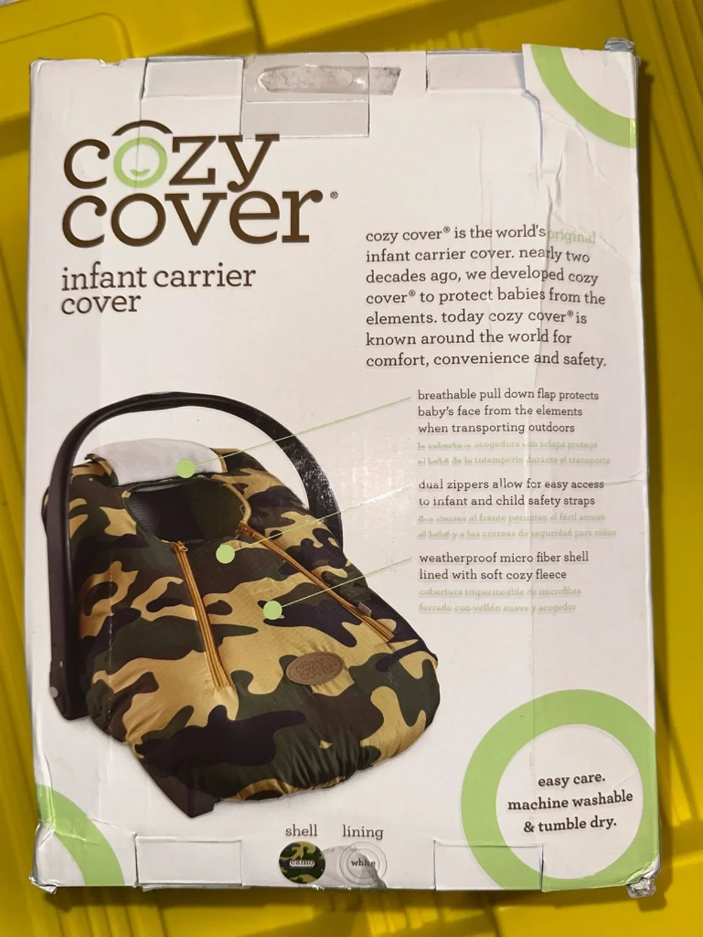 Infant Carrier Cover by Cozy Cover in Camo NWOT